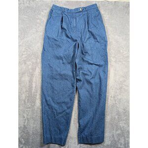 Talbots David Brooks Pants Womens Size 14 Chambray Wide Barrel Leg High Rise Mom